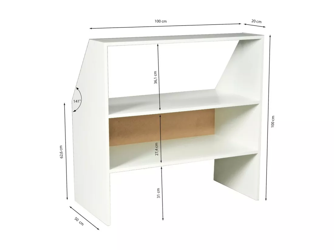 Meuble de rangement sous pente ALIX, H. 100 x L. 100 x P. 50 cm, Blanc
