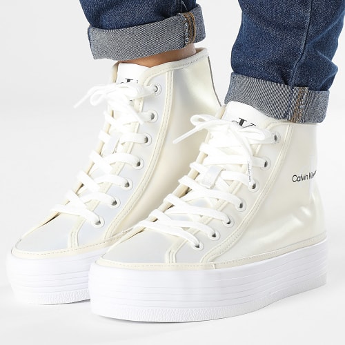 Baskets Femme Bold Vulcan Flatform Mid Lace Up 1226 Creamy White Eggshell