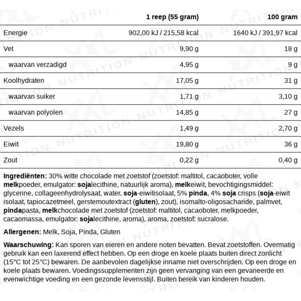 15x XXL Nutrition NJOY Proteïne Bar Pindakaas Caramel55 gr