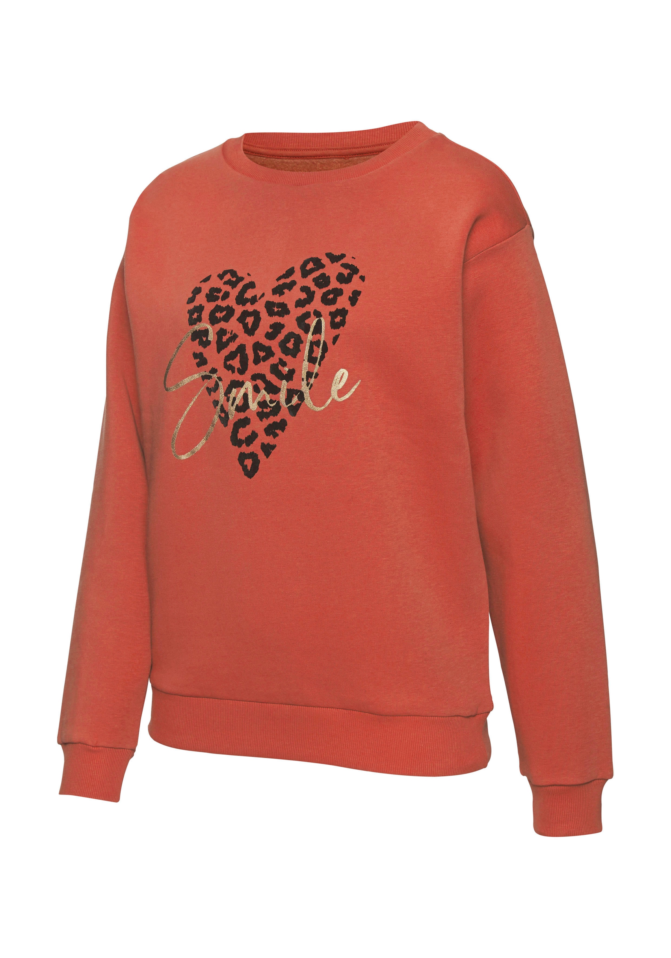 LASCANA Sweatshirt , mit Herz-Leo-Druck, Loungewear