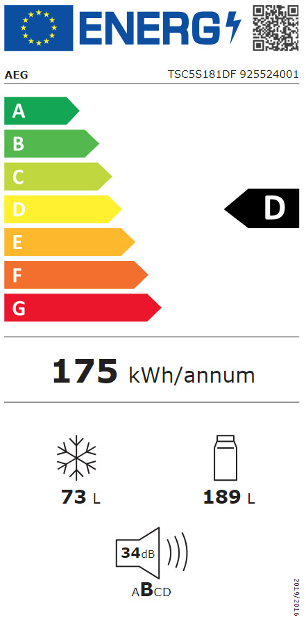 AEG inbouw koel-vriescombinatie TSC5S181DF - 262L