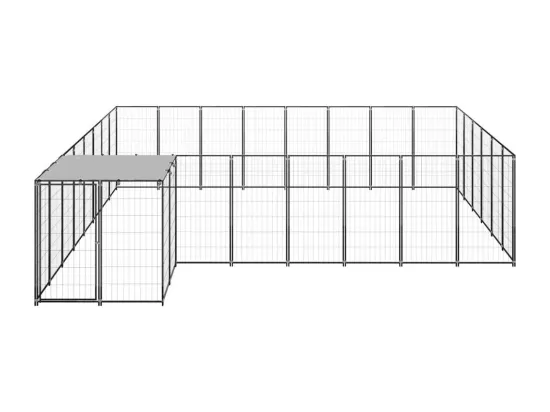 Chenil extérieur cage enclos noire 440 x 440 x 110 cm 02_0000498