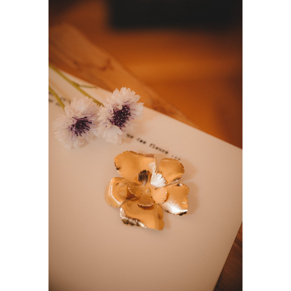 broche fleurs doré à l'or fin - ORPHÉE