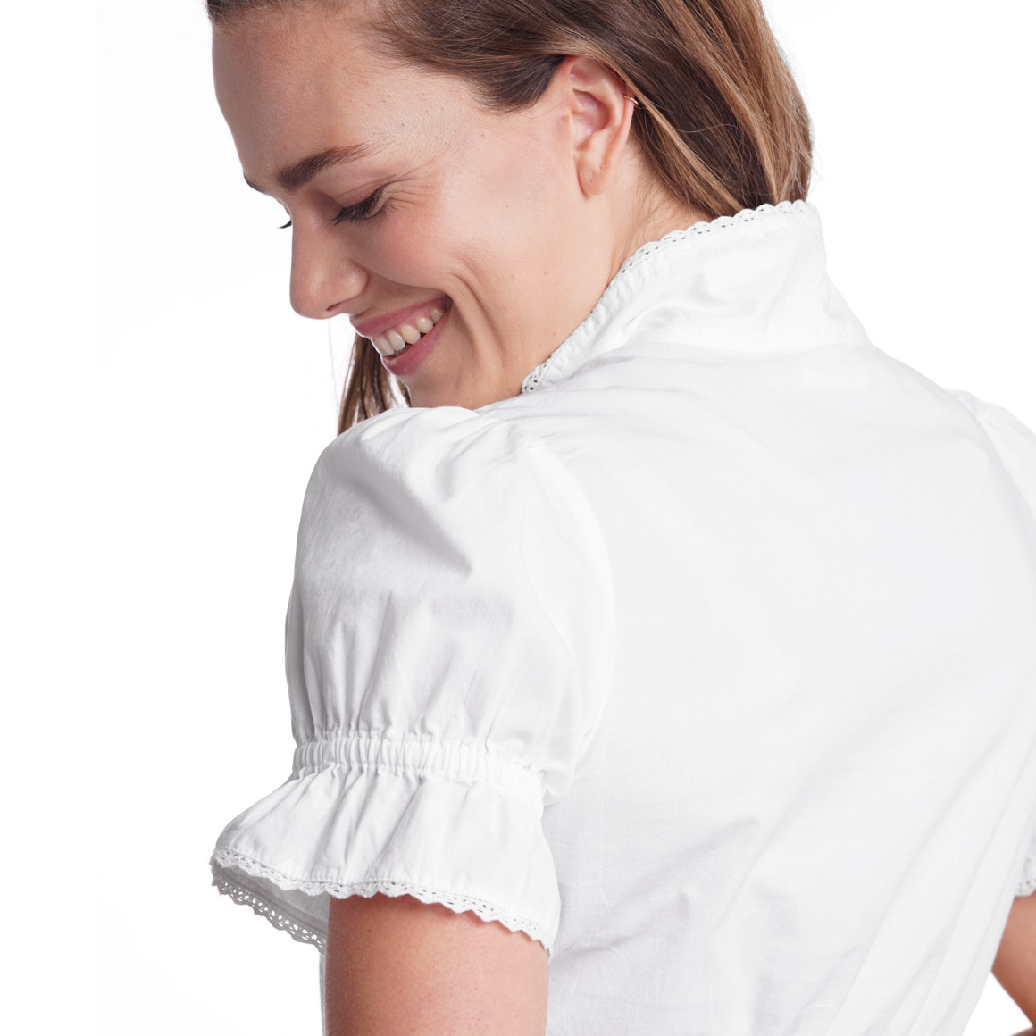 Gina Benotti Damen Dirndl-Bluse mit Spitze weiss