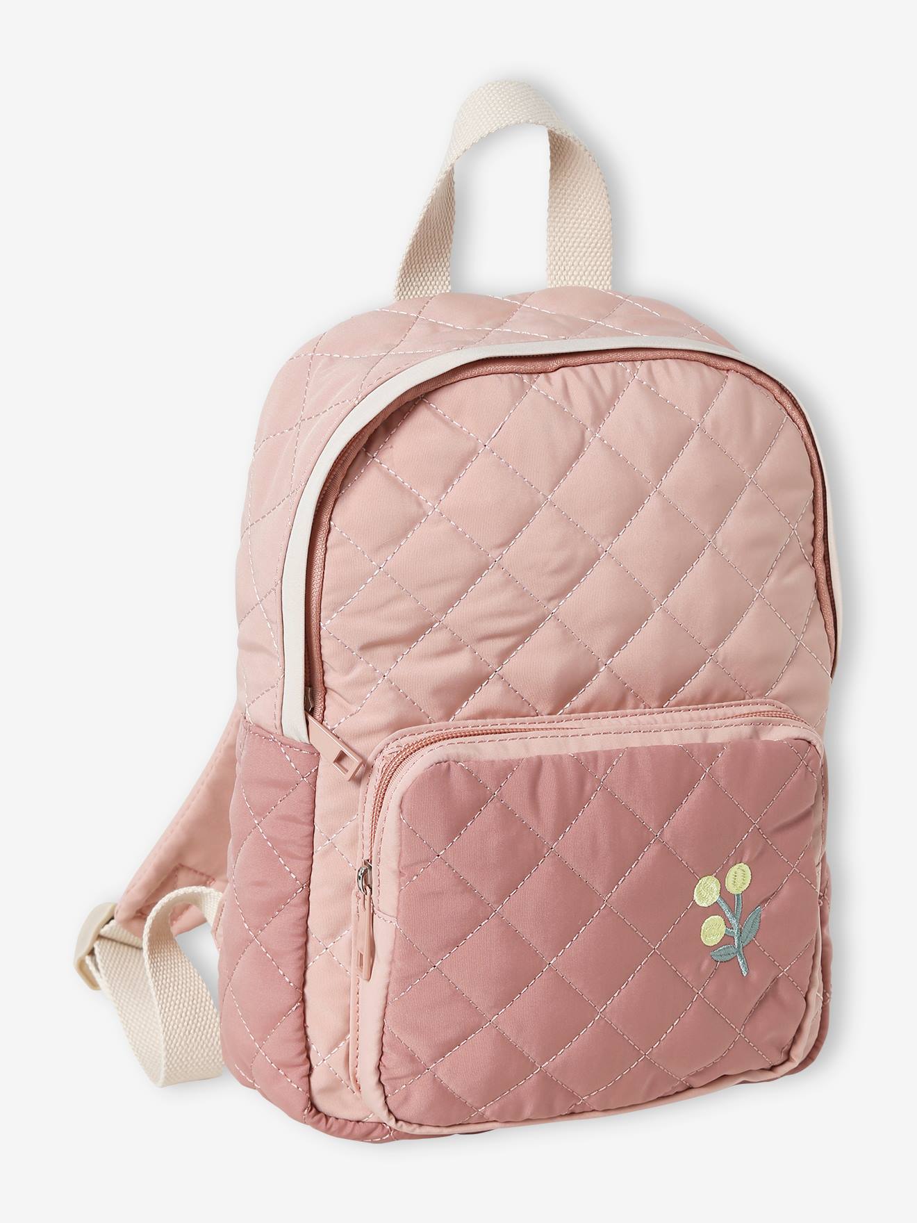 Mochila pré-escolar acolchoada para meninas, rosa claro.