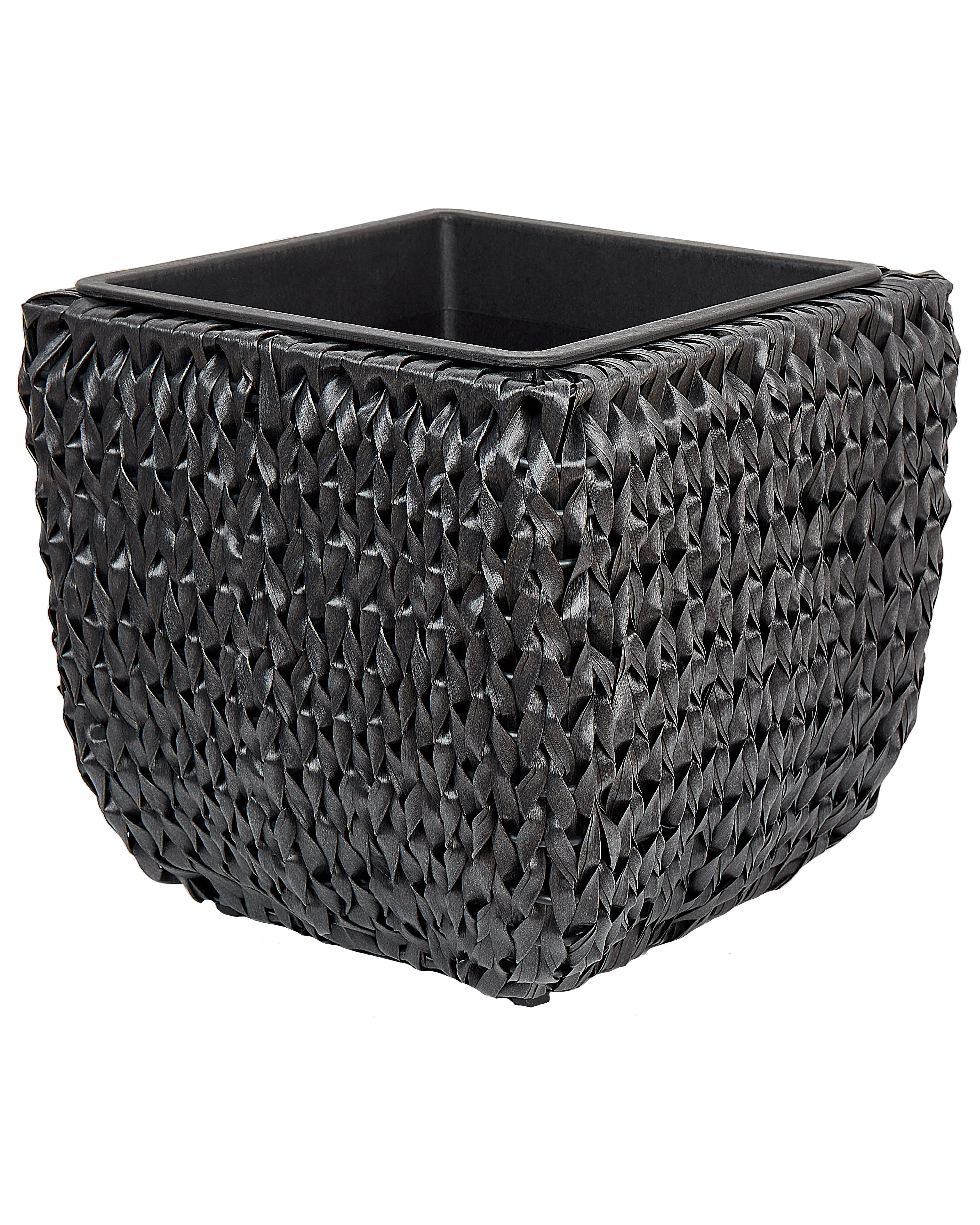 Set van 2 bloempotten BERBERIS PE rotan 34/45 cm Zwart