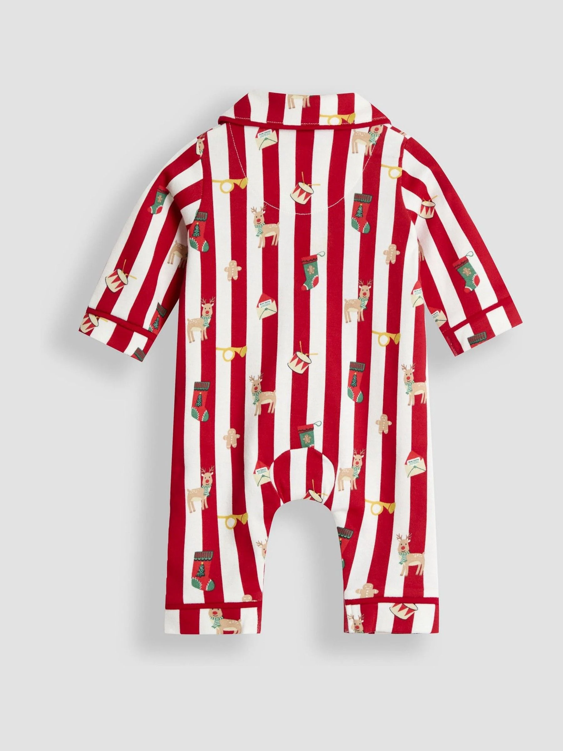 JoJo Maman Bébé Christmas Stripe Jersey All In One