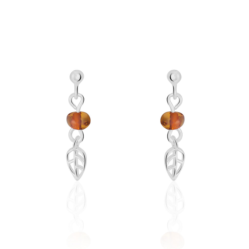 Boucles D'oreilles Pendantes Nolana Argent Blanc Ambre