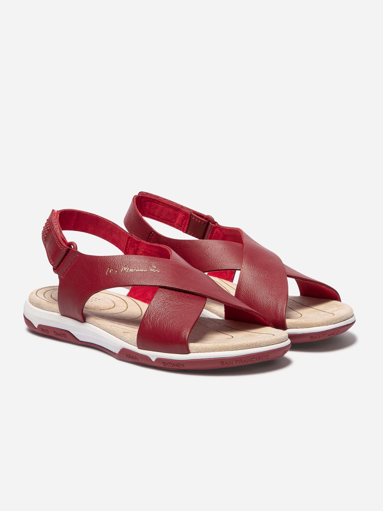 Sandales Femme Semelle Technique Cuir Rouge