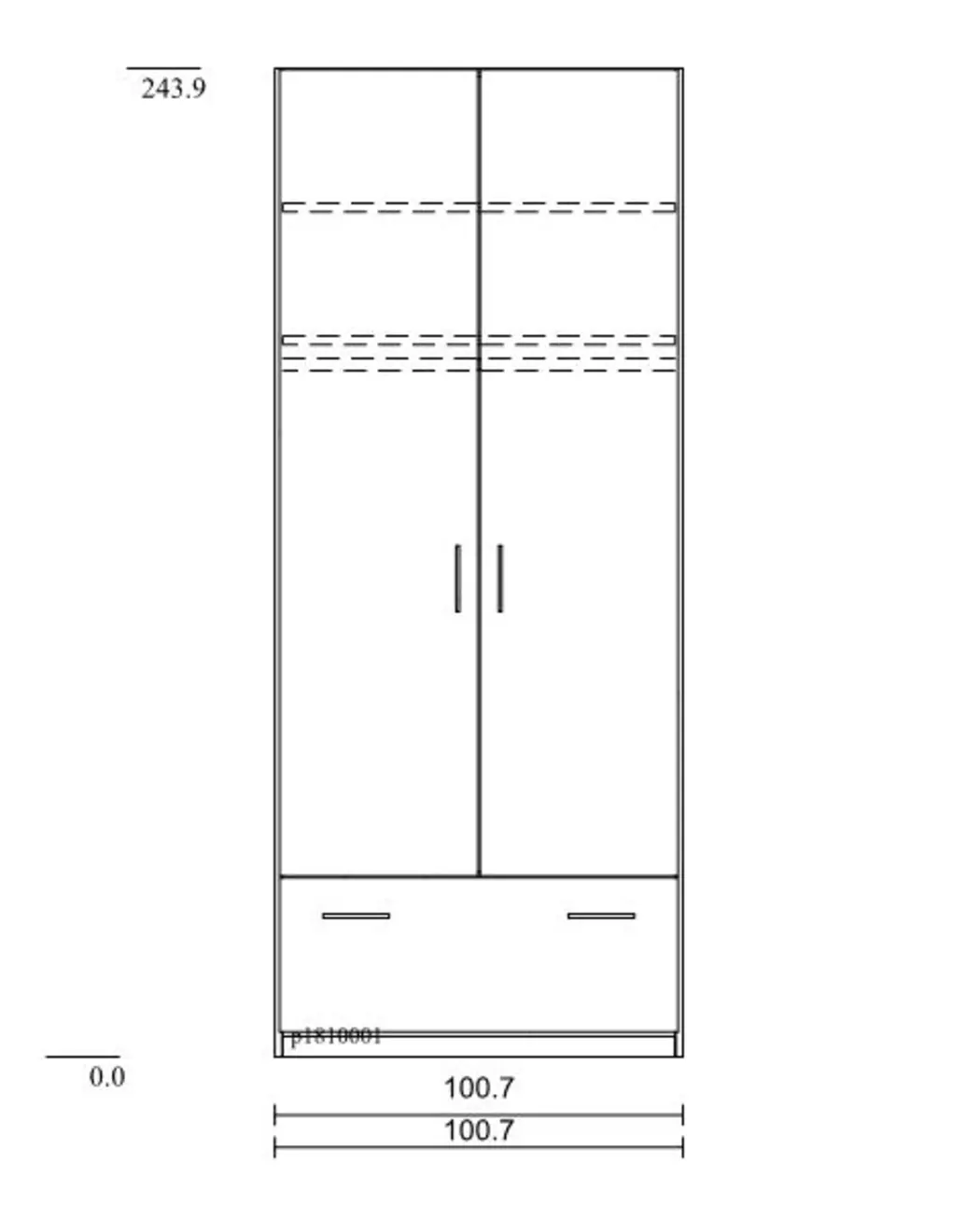 Kleiderschrank Basic 100 x 244 cm