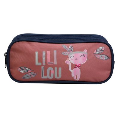 Trousse rectangulaire Lililou - 2 compartiments - rose - Bagtrotter