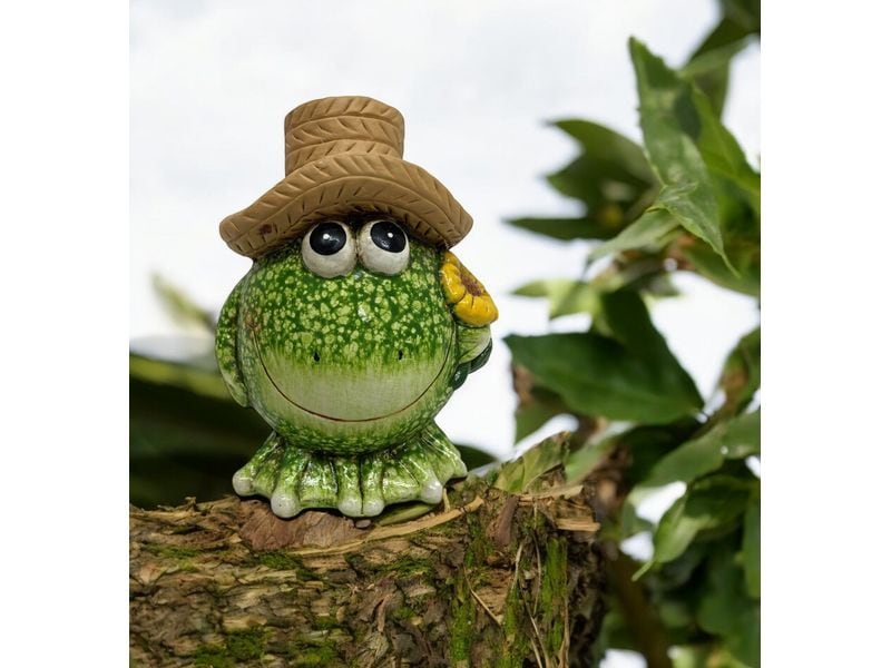 Dameco Dekofigur Frosch mit Blume 8.5 cm Dekofrosch