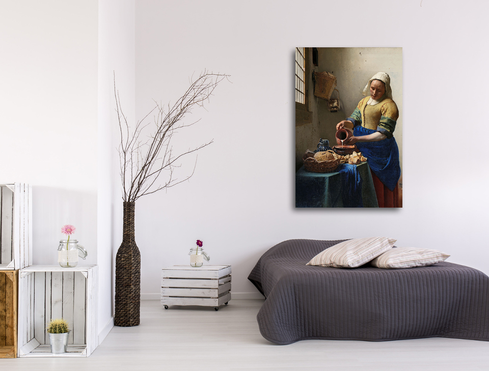 Canvas schilderij Melkmeisje van Vermeer 100 x 150 cm