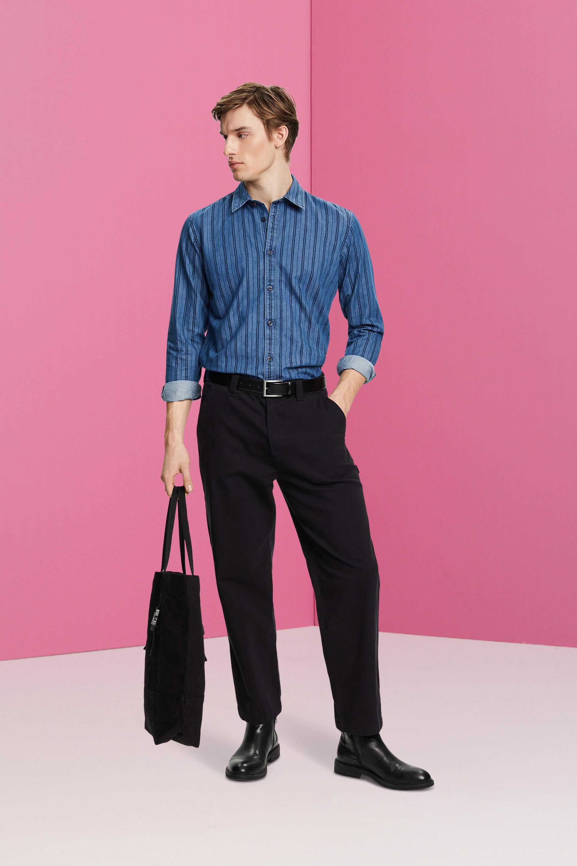 Chemise en jean de coupe Slim Fit à rayures