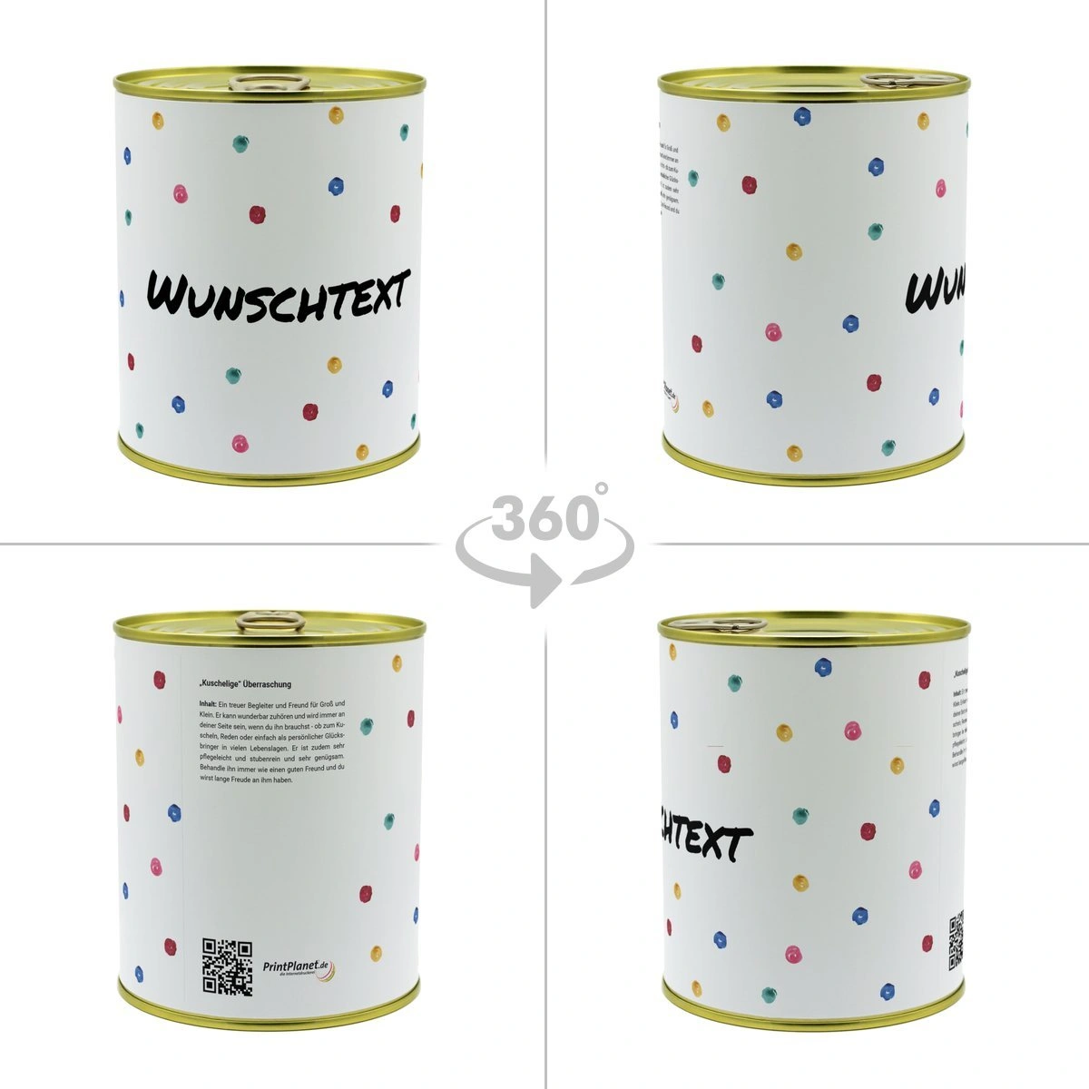 Personalisierte Geschenkdose - Teddybär (Motiv: Farbkleckse)