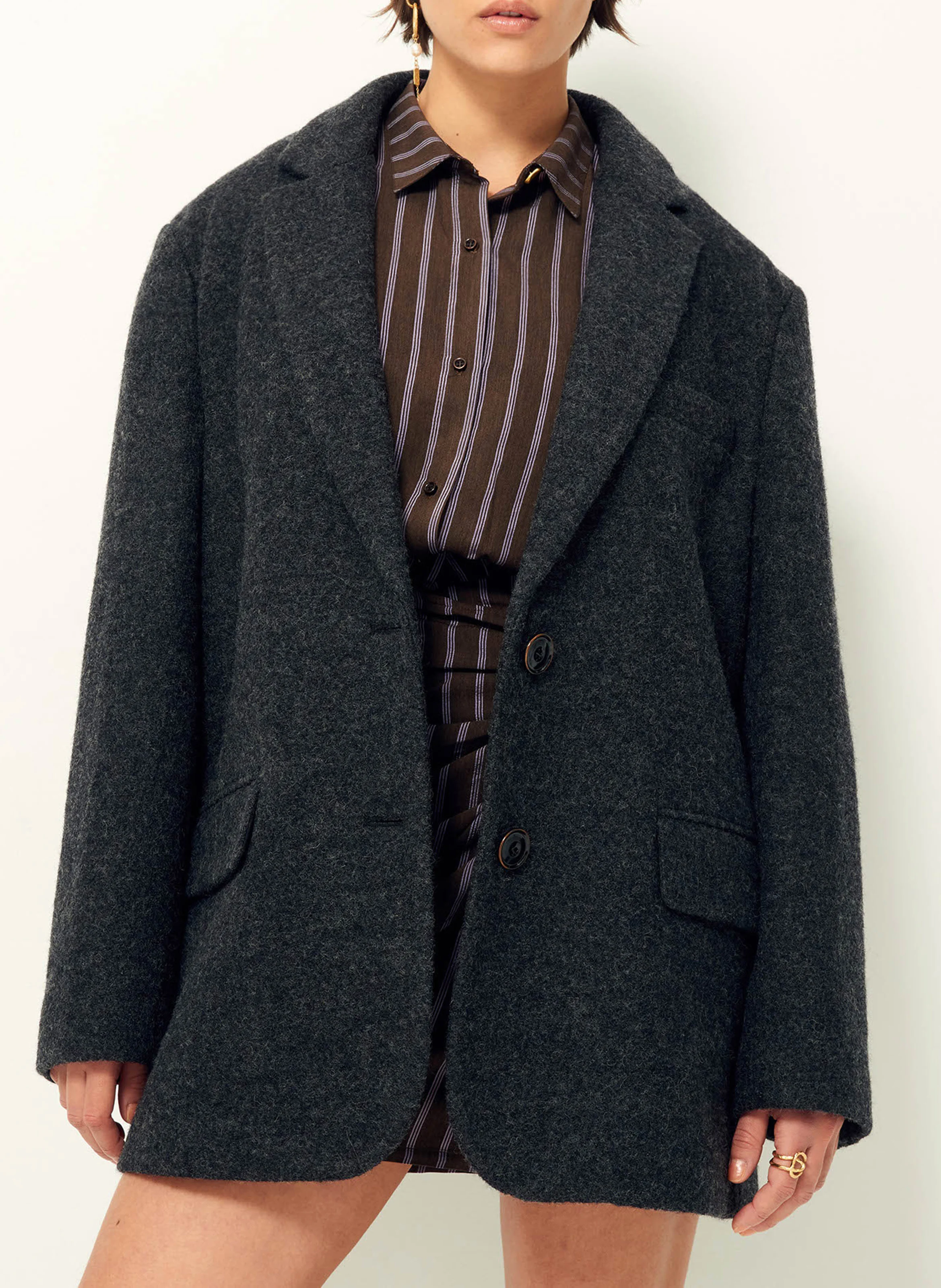 ZACHAWOOL - Veste de costume en laine | Noir