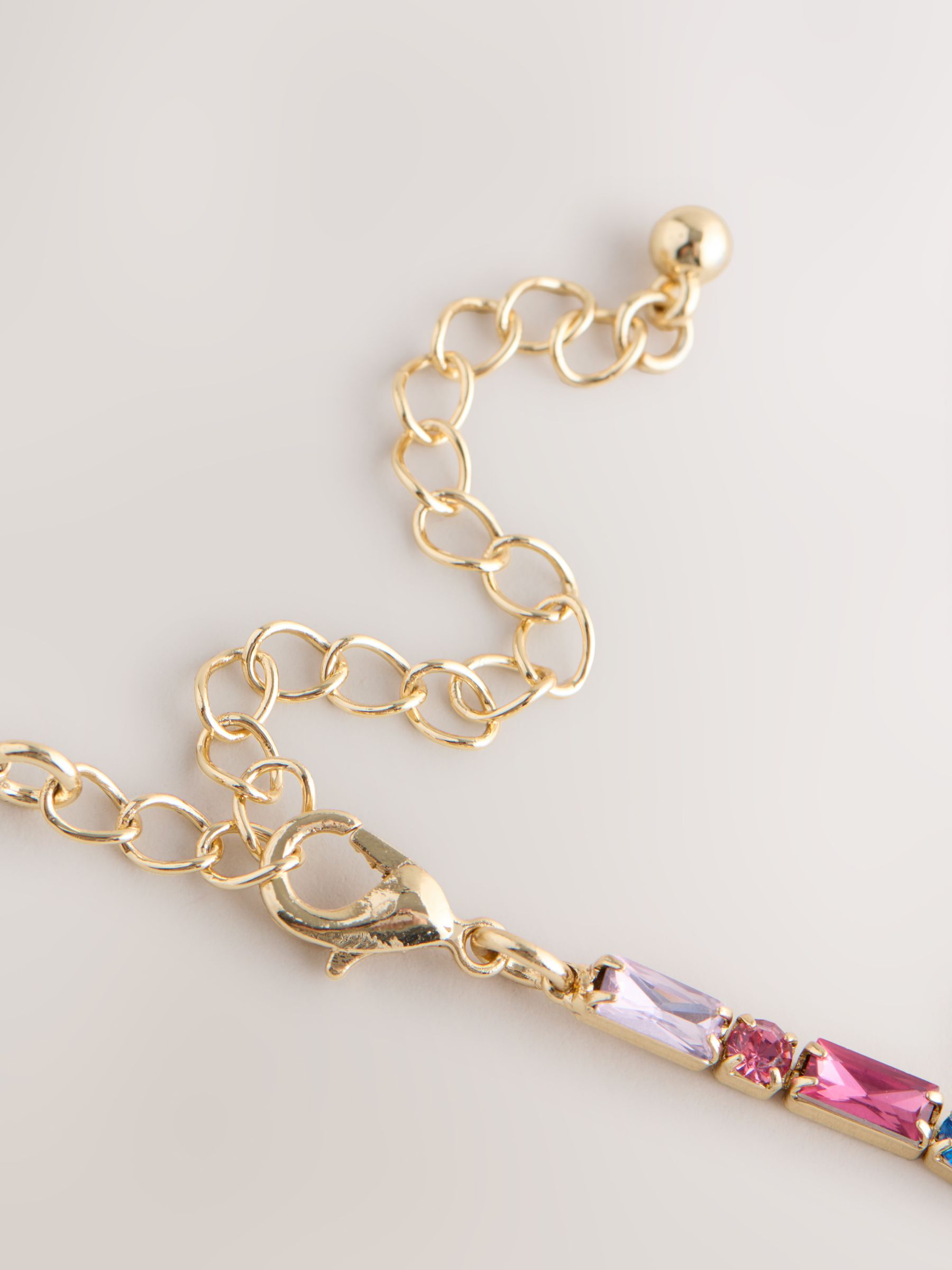 Multi - Fine Sparkle Baguette Necklace
