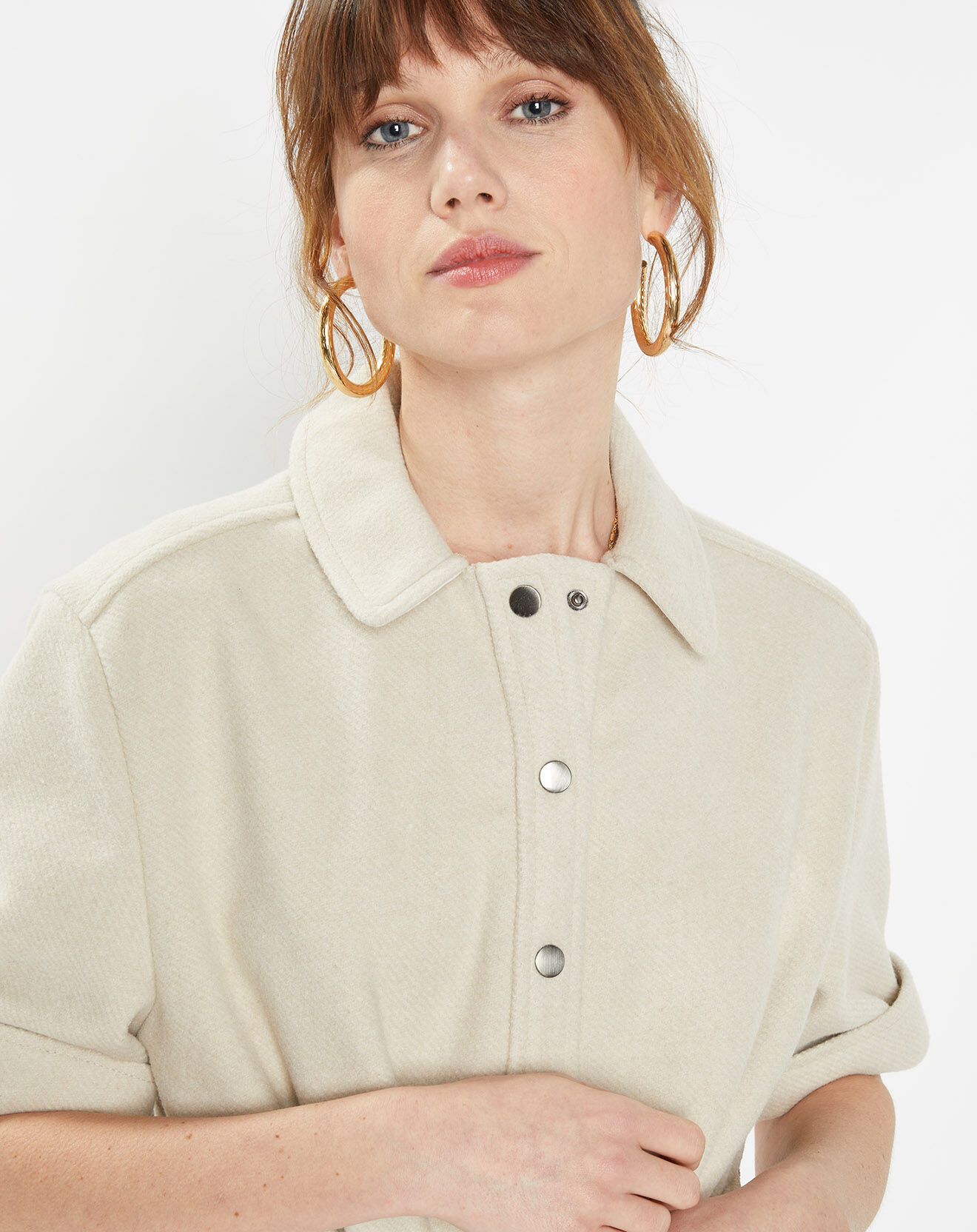 Galeries Lafayette Robe courte chemise courte Lilou écrue