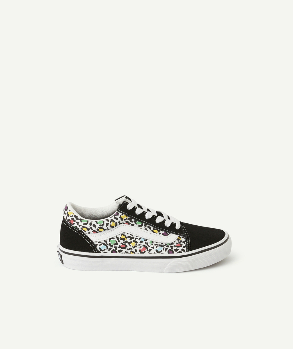 VANSbaskets basses enfant old skool noir et imprimé léopard coloré