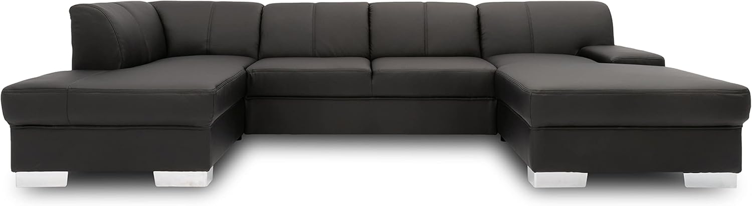 DOMO. collection Wohnlandschaft Star, Sofa in U-Form, Longchair rechts, Couch in Kunstleder, 304 x 150 x 150 cm (BxTxH), schwarz