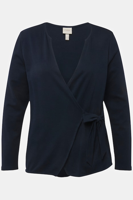 Jerseyjacke, Wickeloptik, Tunika-Ausschnitt, Biobaumwolle