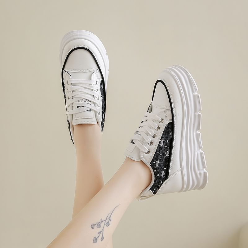FRAISO - Platform sneakers met paillettenpaneel