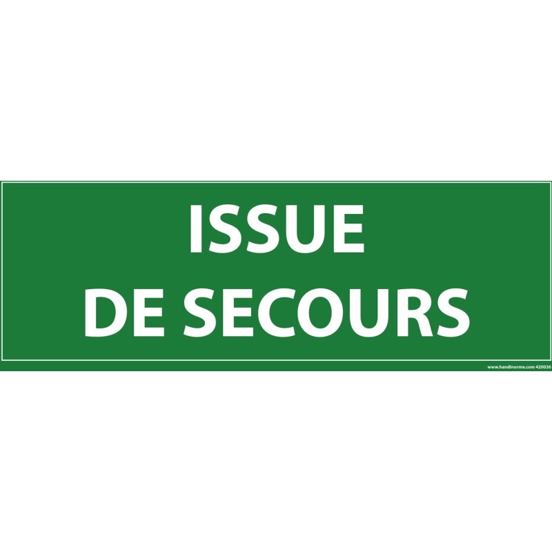 Panneau Issue de secours texte vert évacuation