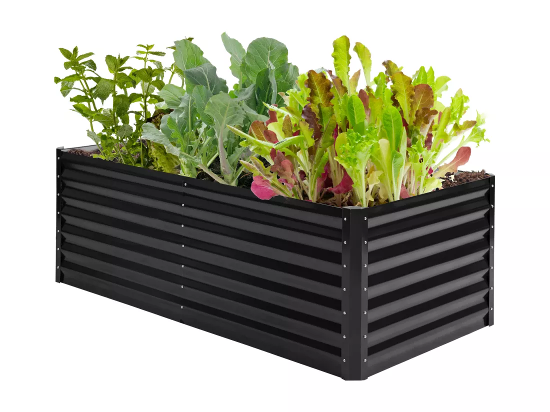 YITAHOME Carré Potager de Jardin Exterieur- 180x90x60cm - en Métal - Sac pour Les Légumes - Sac à Fleur et Fruit - Noir