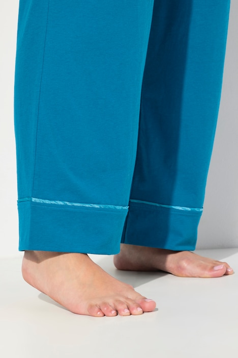 Pyjama, Satin-Piping, Reverskragen, Langarm