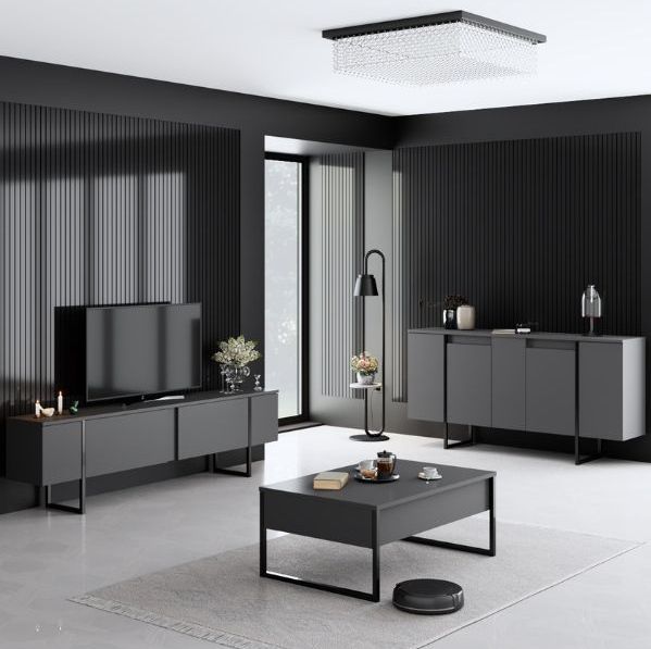 Kalune Design - Dressoir - Antraciet - Spaanplaat en Metaal