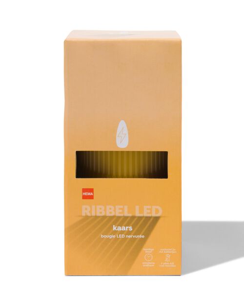bougie nervurée LED avec cire Ø7.5x15 jaune ocre
