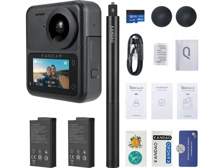 Kandao QooCam 3 - Travel Combo - 360° action-kamera - 5.7K / 30 fps - Wireless LAN, Bluetooth