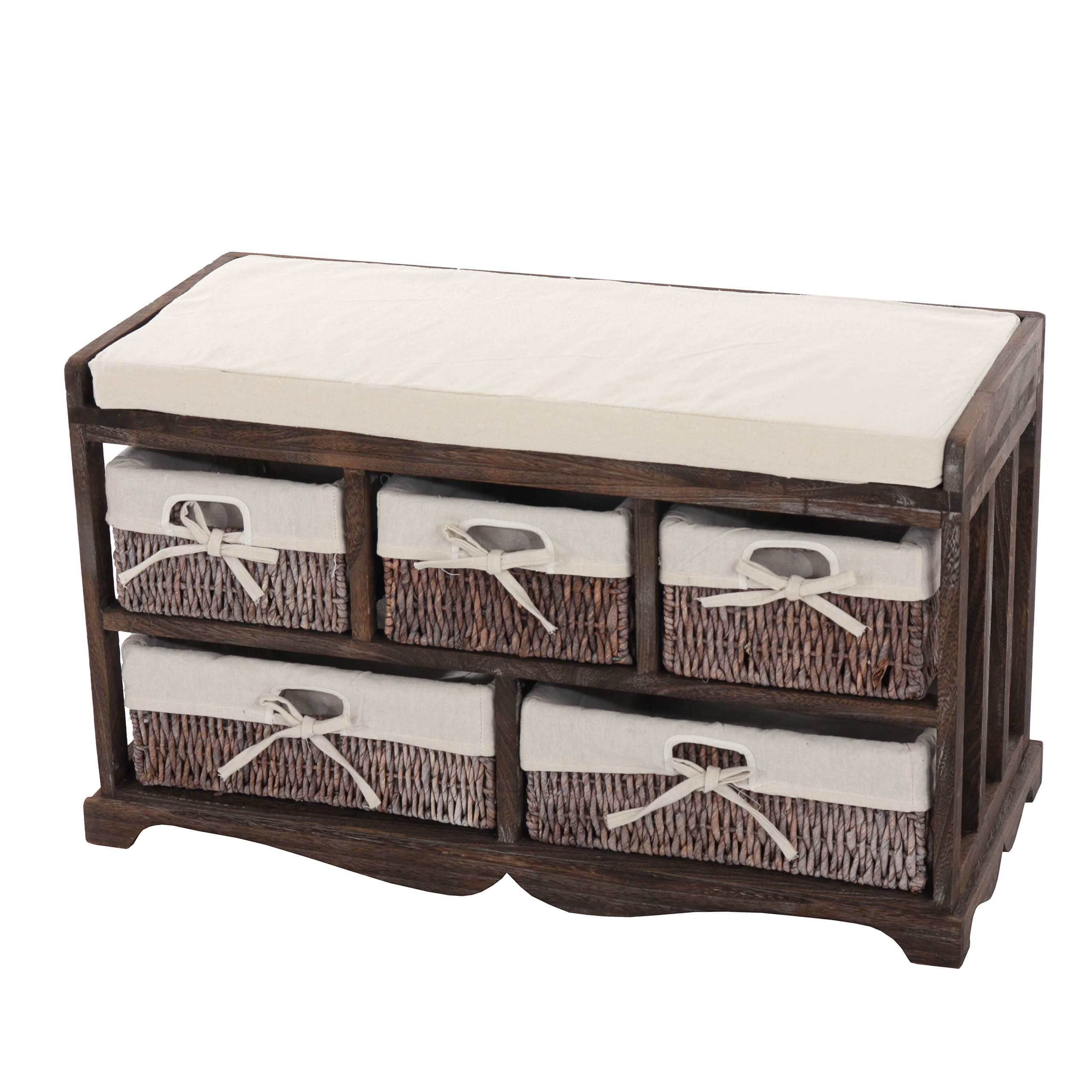 Kommode und Sitzbank mit 5 Schubladen, 45x77x36cm, Shabby-Look, Shabby Vintage ~ braun