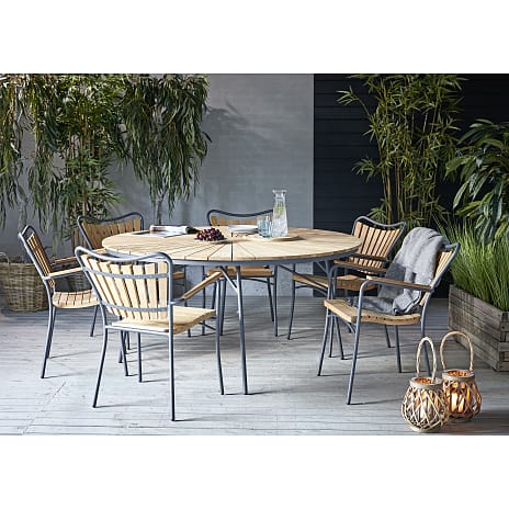Kerteminde Ø130 teak havemøbelsæt med 6 stole - Teak/antracit