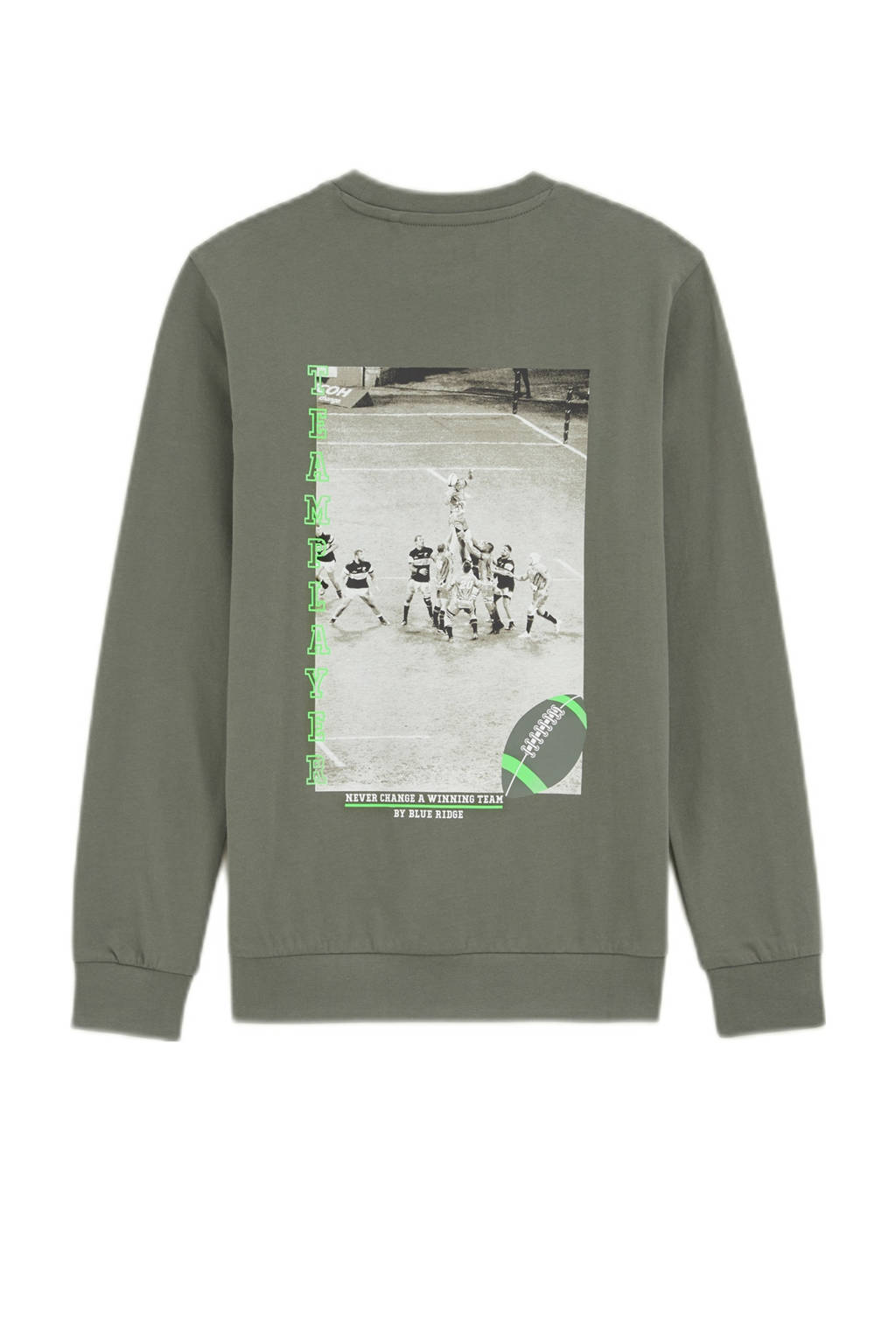 WE Fashion longsleeve met backprint olijfgroen