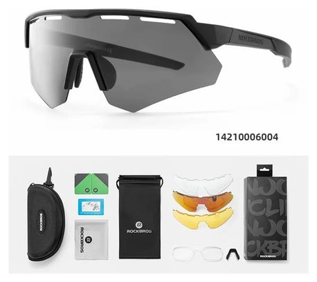 Lunettes de cyclisme anti-vent de protection avec 4 lentilles - noir