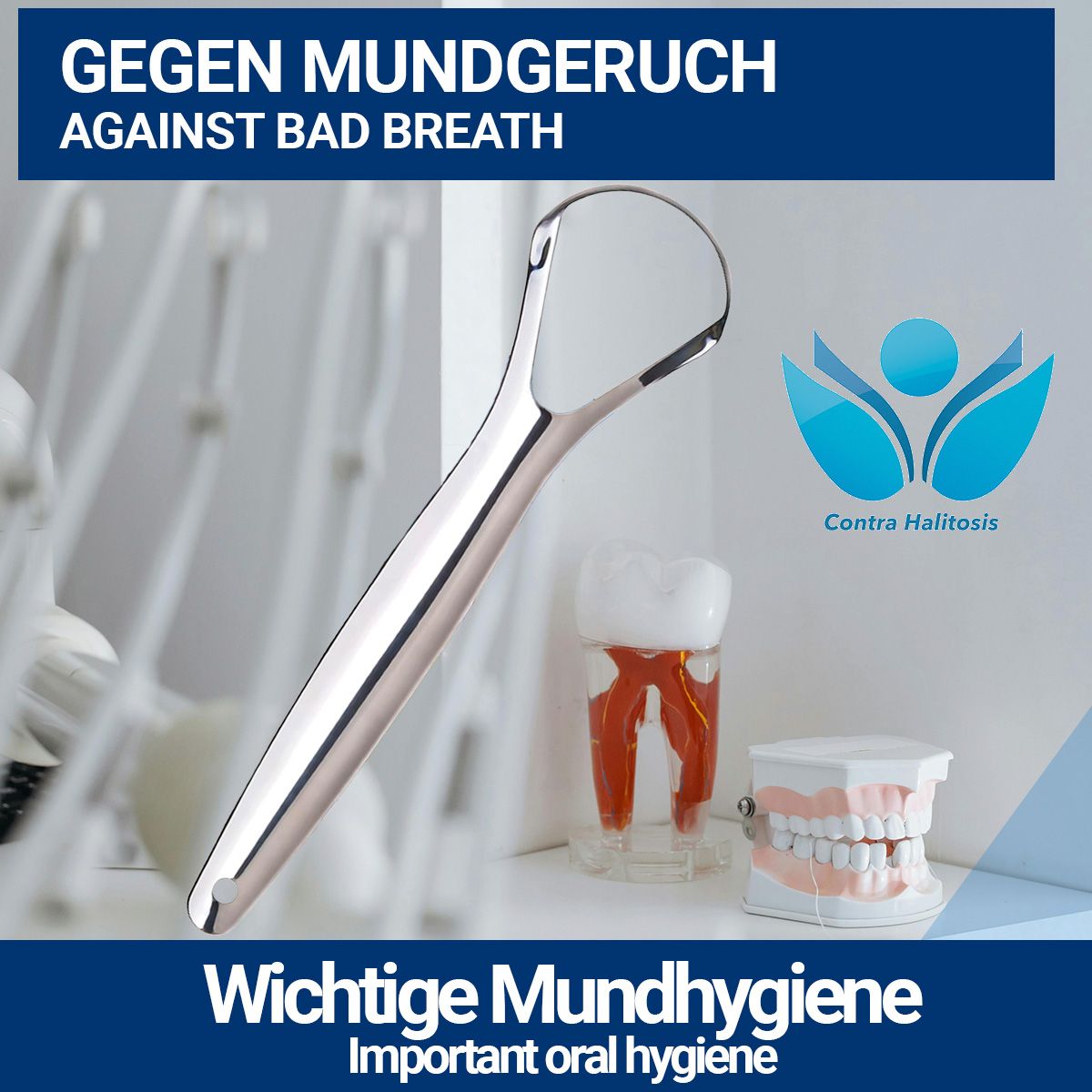Oralflora  Zungenschaber aus Edelstahl  Zungenreiniger