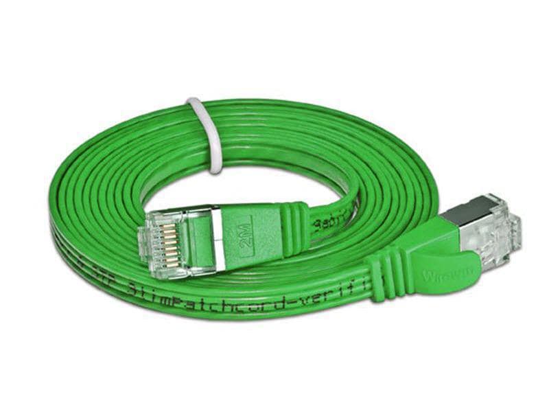 SLIM Slimpatchkabel RJ-45 - RJ-45, Cat 6, STP, 2 m, Grün Geschirmtes Twisted-Pair-Kabel (STP) mit Klinkenschutz