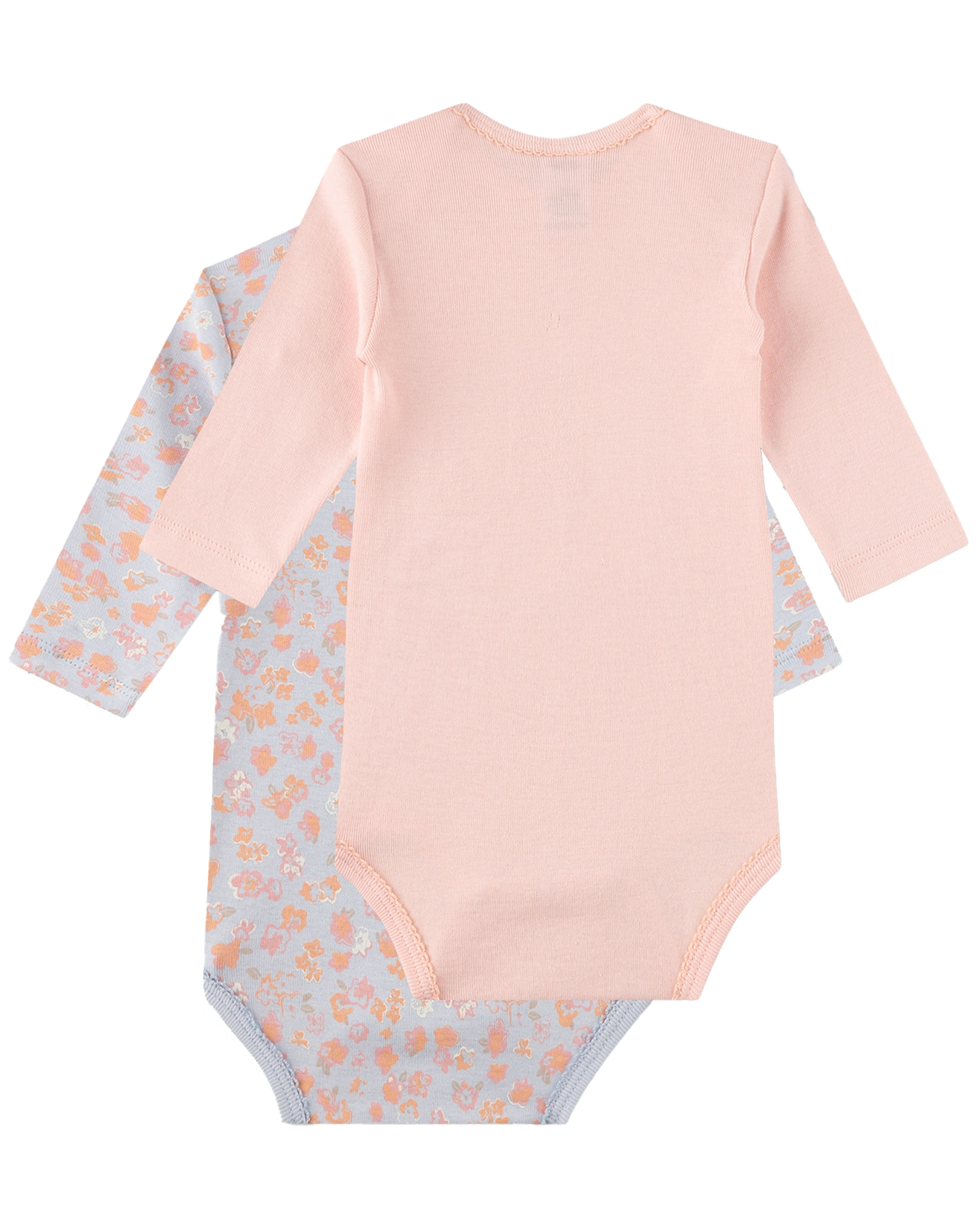 Langarm-Body FLOWERS 2er Pack in powder blue