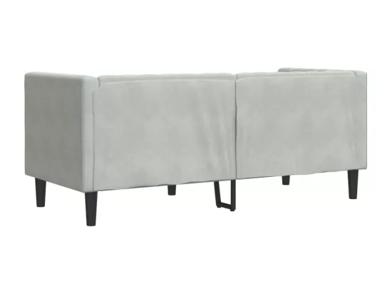 Canapé Chesterfield avec traversins 2 places gris clair velours