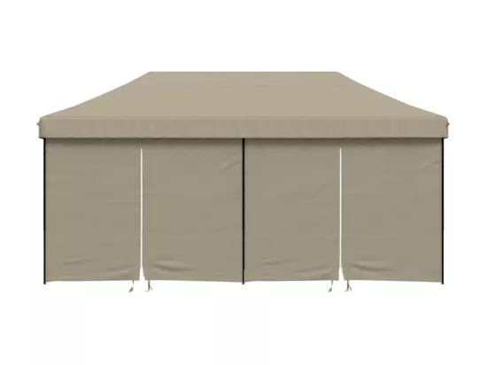 Tente de réception pliable escamotable 4 parois latérales taupe