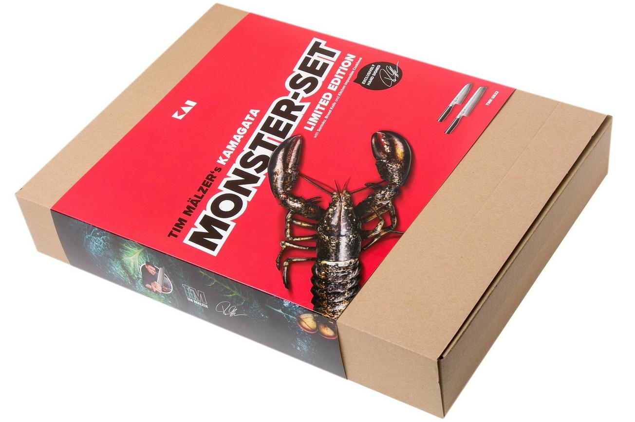 Kai Tim Malzer Kamagata Monster Set TMK-SB22, 2-delige messenset santoku en broodmes   kookboek