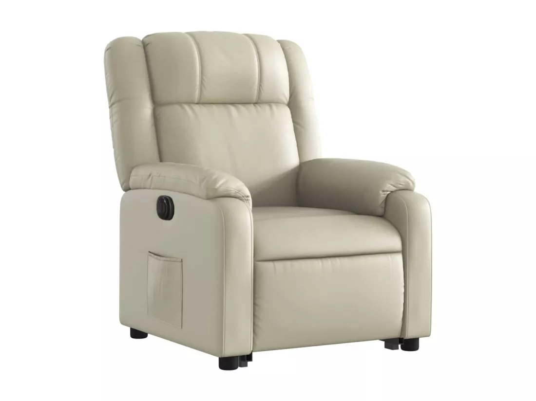 Fauteuil inclinable électrique crème similicuir