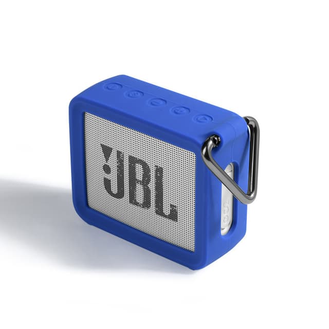 Silikone beskyttende etui med metal karabinhage til JBL GO2 Blå