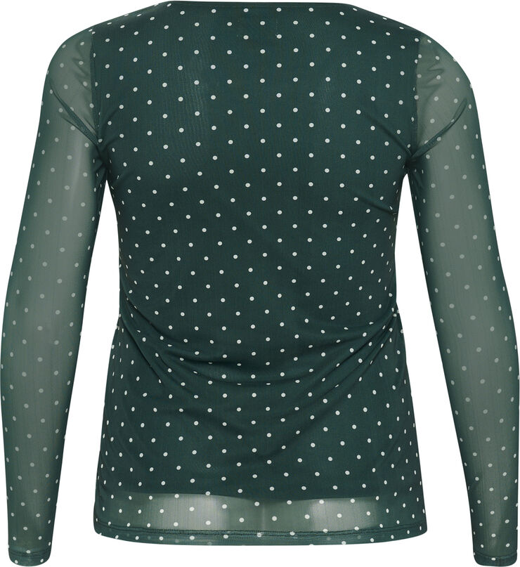 Kaffe Curve KCautumna Mesh Blouse Black/white flower print