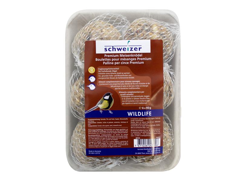 Eric Schweizer Wintervogelfutter Meisenknödel Premium, 6 x Ergänzungsfutter für freilebende Vögel