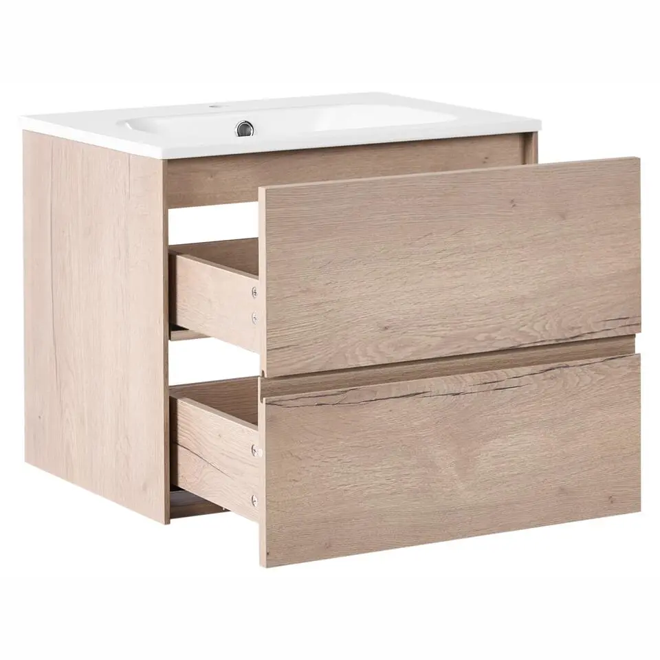 VITA - Wandgemonteerd meubel met wasbak - Lichtbruin - MDF