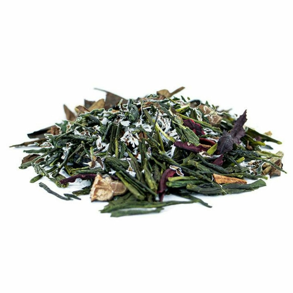 Thé vert bio japonais sencha coco tonka 85 g + paille en inox avec filtre intégré