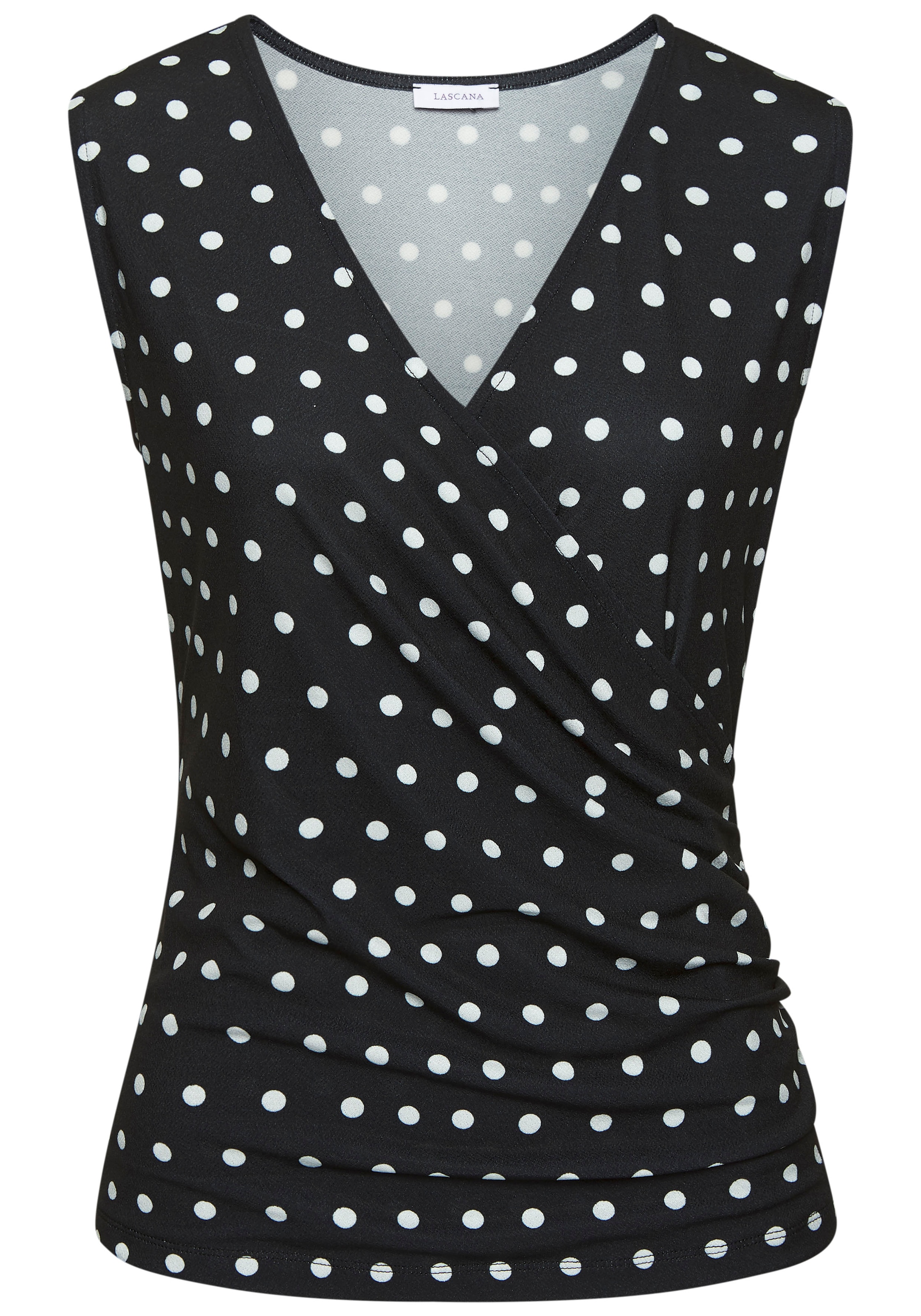 LASCANA Tanktop , in Wickeloptik, Blusentop mit Alloverdruck und seitlicher Raffung