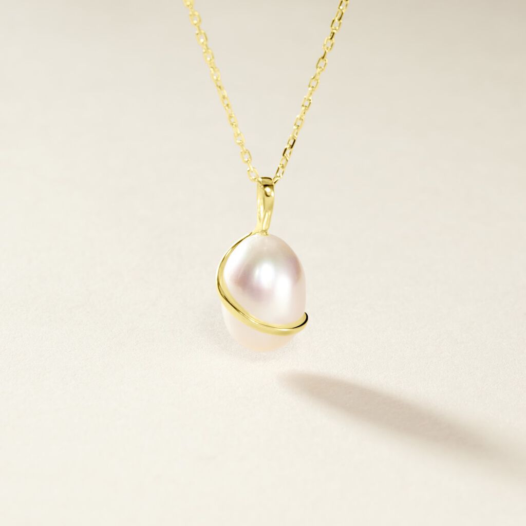 Pendentif Tourbillon Or Jaune Perle De Culture